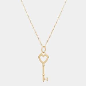 Pre Owned Tiffany & Co. Heart Key 18k Yellow Gold Pendant Necklace