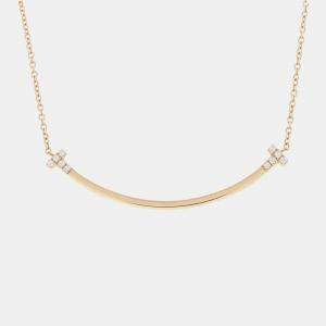 Tiffany & Co. 18K Rose Gold and Diamond T Smile Pendant Necklace