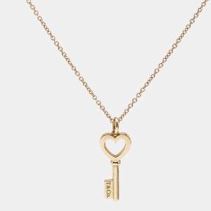 Pre Owned Tiffany & Co. Heart Key 18K Rose Gold  Pendant Necklace