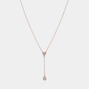 Tiffany & Co. 18K Rose Gold Double Diamond Pendant Necklace
