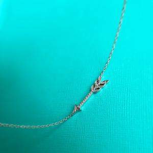 Tiffany Platinum Pave Diamond Cupid Arrow Pendant Necklace