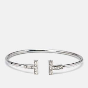 Tiffany & Co. Tiffany T Wire Diamonds 18k White Gold Bracelet