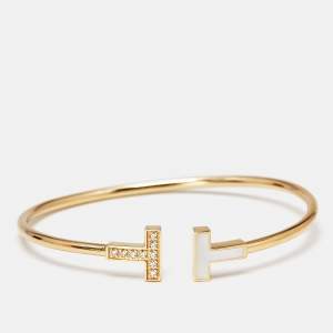 Tiffany & Co. Tiffany T Diamond Mother of Pearl 18k Yellow Gold Bracelet