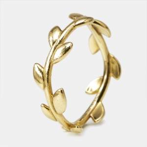 Tiffany & Co. Paloma Picasso Olive Leaf 18k Yellow Gold Narrow Ring Size 57