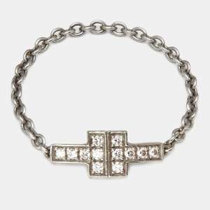 Tiffany & Co. Tiffany T Diamonds 18k White Gold Chain Ring Size 58