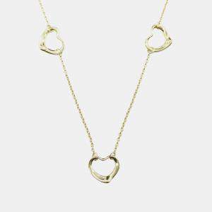 Tiffany & Co. 18K Yellow Gold Elsa Peretti Open Heart 3 Motifs Necklace