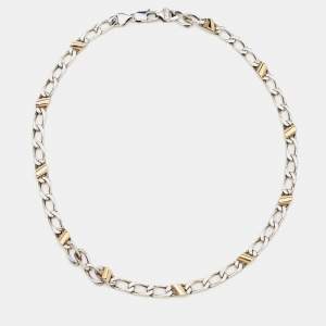 Tiffany & Co Sterling Silver 18K Gold Chain Link Necklace