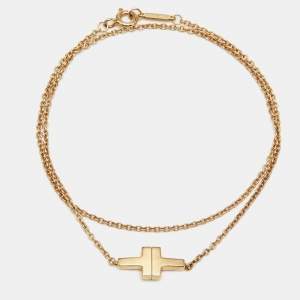 Pre Owned Tiffany & Co. Tiffany T 18k Yellow Gold Double Chain Bracelet