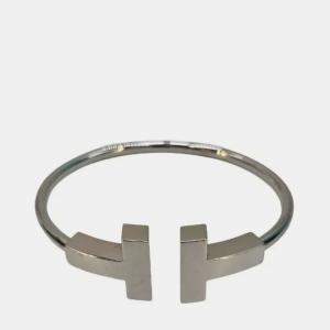 Pre Owned Tiffany T Wide Wire Bracelet 18k White Gold size 15