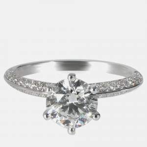 Tiffany & Co. Pave Tiffany Setting Platinum 1.44 ct Diamond Engagement Ring EU 57