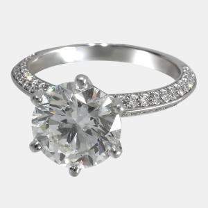 Tiffany & Co. Pave Solitaire 2.57 ct Diamond Platinum Engagement Ring EU 49