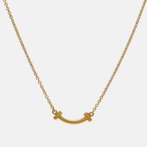 Pre Owned Tiffany & Co. T Smile 18k Yellow Gold Mini Model Necklace