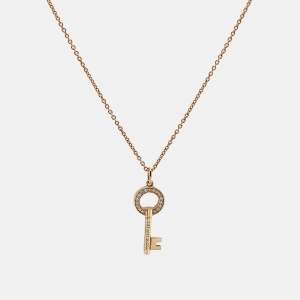 Pre Owned Tiffany & Co. Tiffany Keys Diamonds 18k Rose Gold Mini Model Necklace