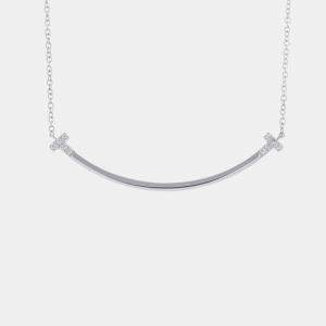 مملوكة مسبقًا Tiffany & Co.  T Smile Small 18K White Gold Diamonds Necklace 