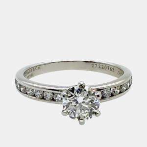 Pre Owned Tiffany & Co. Channel Set Round Diamond 0.74 Ct  Engagement Ring EU 49