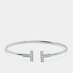 Pre Owned Tiffany & Co. Tiffany T Wire Diamonds 18k White Gold Bracelet