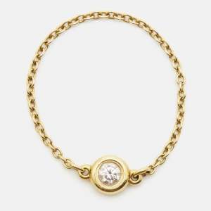 Pre Owned Tiffany & Co. Elsa Peretti Diamonds by the Yard 18k Yellow Gold Ring Size 54