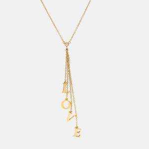 Pre Owned Tiffany & Co. L.O.V.E. Letters Diamond 18k Yellow Gold Necklace