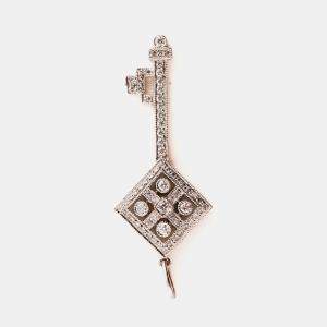 مملوكة مسبقًا Tiffany & Co. Platinum 0.36 ctw Diamond Checkerboard Key Pendant