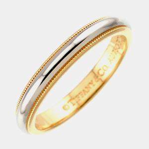 مملوكة مسبقًا Tiffany & Co. Platinum & 18K Yellow Gold Milgrain Band Ring EU 59