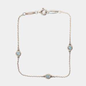Pre Owned Tiffany & Co. Elsa Peretti Diamonds by the Yard Sterling Silver Aquamarine Bracelet