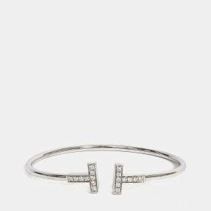 Pre Owned Tiffany & Co. T Wire 18K White Gold and Diamond Bracelet