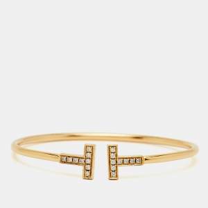 مملوكة مسبقًا Tiffany & Co. T Wire Diamond 18K Yellow Gold Bracelet