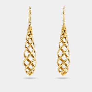 Pre Owned Tiffany & Co. Paloma Picasso Venezia Luce Spiral 18k Yellow Gold  Drop Earrings
