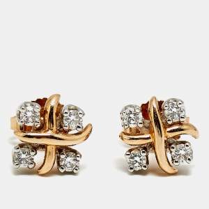 Pre Owned أقراط تيفاني & كو. ستون باي تيفاني ألماس ذهب وردي عيار 18 و بلاتينوم