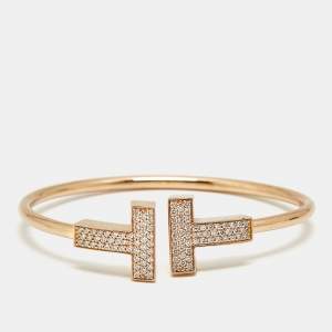 مملوكة مسبقًا Tiffany & Co. Tiffany T Diamonds 18k Rose Gold Medium Bracelet