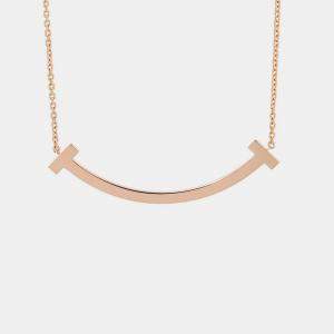 Pre Owned Tiffany & Co. T Smile Medium 18K Pink Gold Pendant Necklace