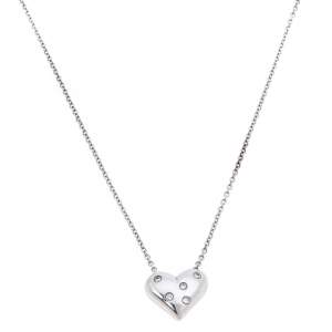 Pre Owned Tiffany & Co. Etoile Heart 5 Diamond Platinum Pendant Necklace