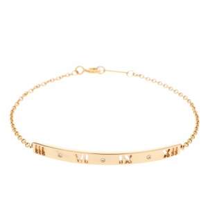 Pre Owned Tiffany & Co. Atlas Pierced Diamond 18K Rose Gold Bracelet
