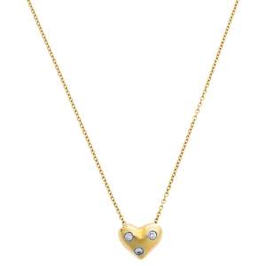 Tiffany & Co. Etoile Diamond Heart Motif 18K Yellow Gold Platinum Pendant Necklace