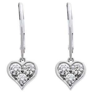 Pre Owned Tiffany & Co.Heart Diamond Platinum Drop Earrings