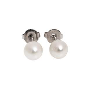 Pre Owned Tiffany & Co. Tiffany Signature Cultured Pearl 18K White Gold Stud Earrings