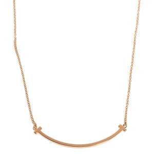 Pre Owned Tiffany & Co. Tiffany T Smile 18K Rose Gold Mini Pendant Necklace