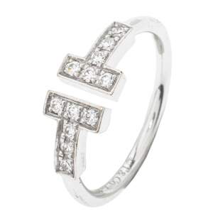 Tiffany & Co. Tiffany T Diamond Wire 18K White Gold Ring Size 48