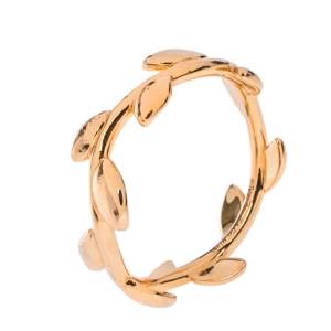 Pre Owned Tiffany & Co. Paloma Picasso Olive Leaf 18K Rose Gold Band Ring Size 49