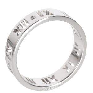 Pre Owned Tiffany & Co. Pierced Diamond Atlas 18K White Gold Ring Size EU 55