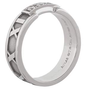 Pre Owned Tiffany & Co. Atlas Diamond 18K White Gold Ring Size 54