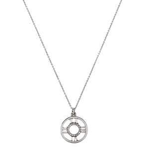 Tiffany & Co. Atlas Diamond 18K White Gold Roman Numeral Pendant Necklace