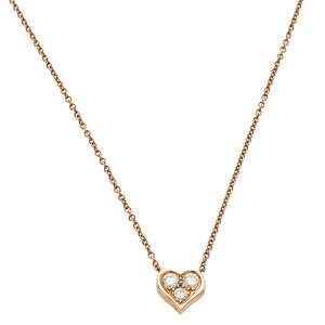 Pre Owned Tiffany & Co. Heart Diamond 18K Rose Gold Pendant Necklace