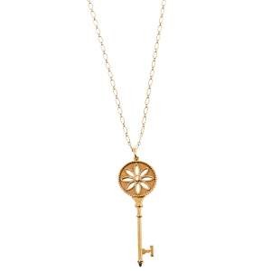 Pre Owned Tiffany & Co. Daisy Key Diamond 18K Rose Gold Long Pendant Necklace