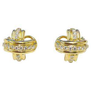 Tiffany & Co. 18K Yellow Gold Signature X Diamond Earrings