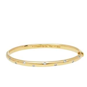  Tiffany & Co. Etoile Diamond 18k Yellow Gold Platinum Bangle Bracelet