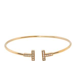 Pre Owned Tiffany & Co. Tiffany T Wire Diamond 18K Rose Gold Bracelet