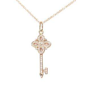Tiffany & Co. 18K Rose Gold Diamond Victoria Key Pendant Necklace