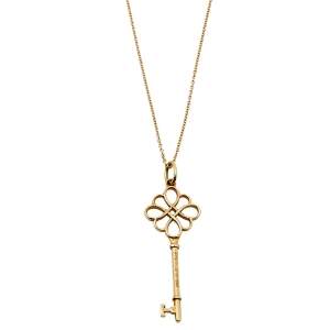 Pre Owned Tiffany & Co. Tiffany Knot Key 18K Rose Gold Pendant Necklace 