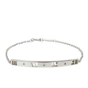 Pre Owned Tiffany & Co. Atlas Pierced Diamond 18K White Gold Bracelet
